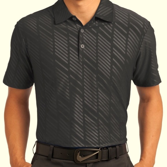 Nike Golf Tour Performance Black Dri-Fit Embossed Polo Shirtt - Picture 1 of 5